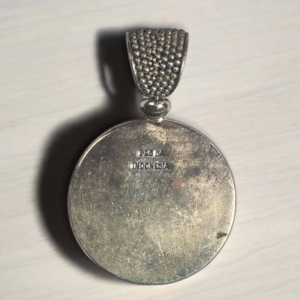 Mother of Pearl Pendant Sterling Silver 925 Indonesia Necklace Artisan Classic - Picture 5 of 6